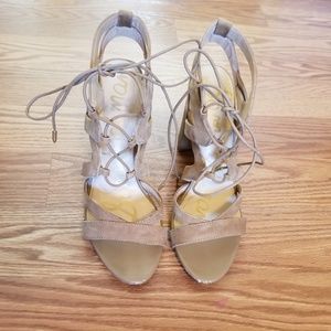 {Sam Edelman} Tan Strappy Heels